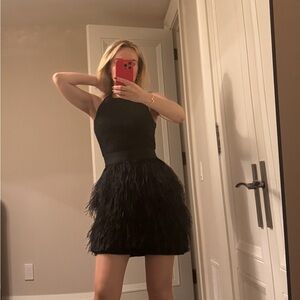 Milly Black Feathered Mini Dress